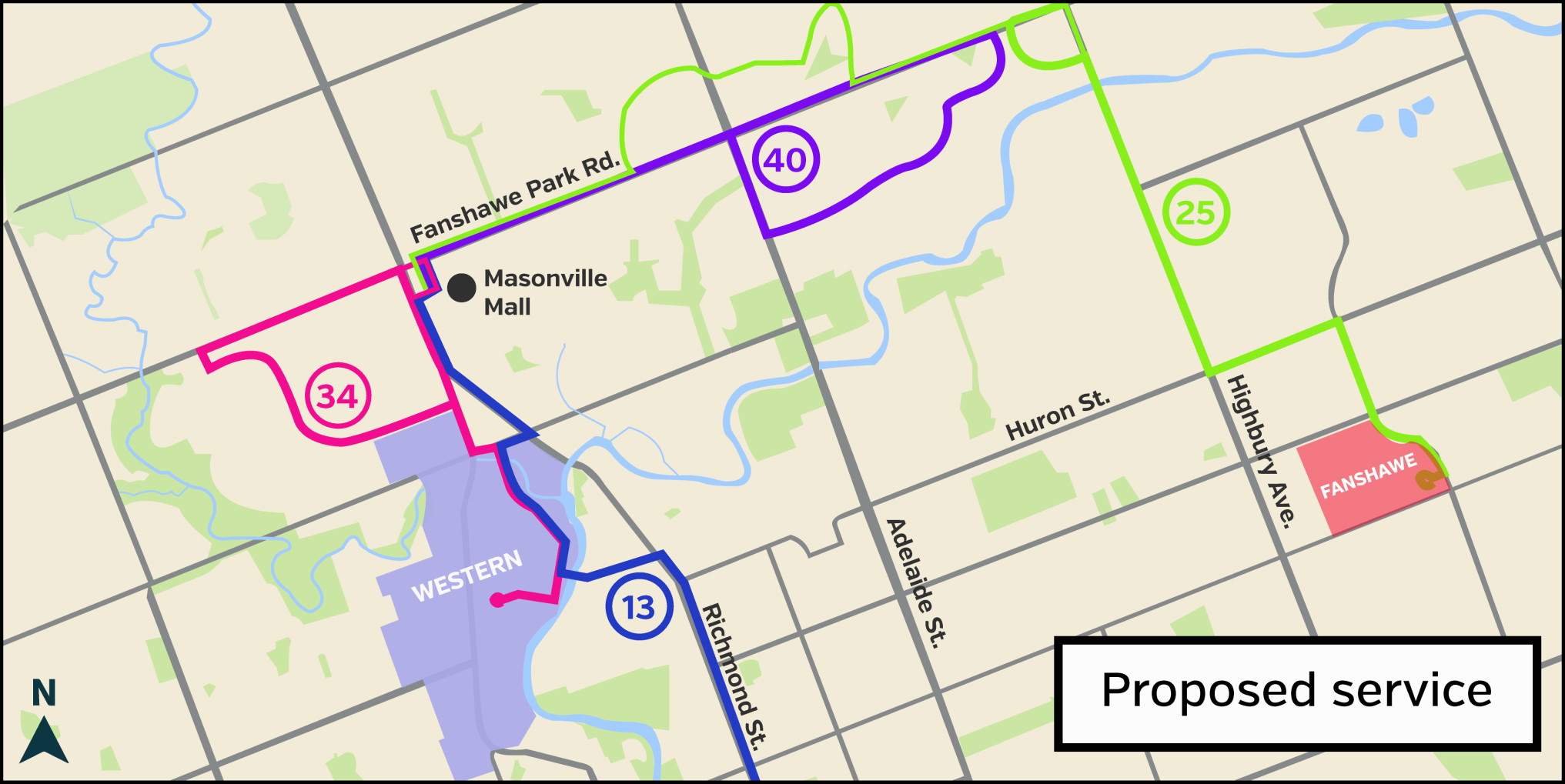 bus changes proposed service graphic